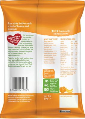 Kiddylicious Ovocno - zeleninové knoflíčky Banán s dýní 5 x 6 g