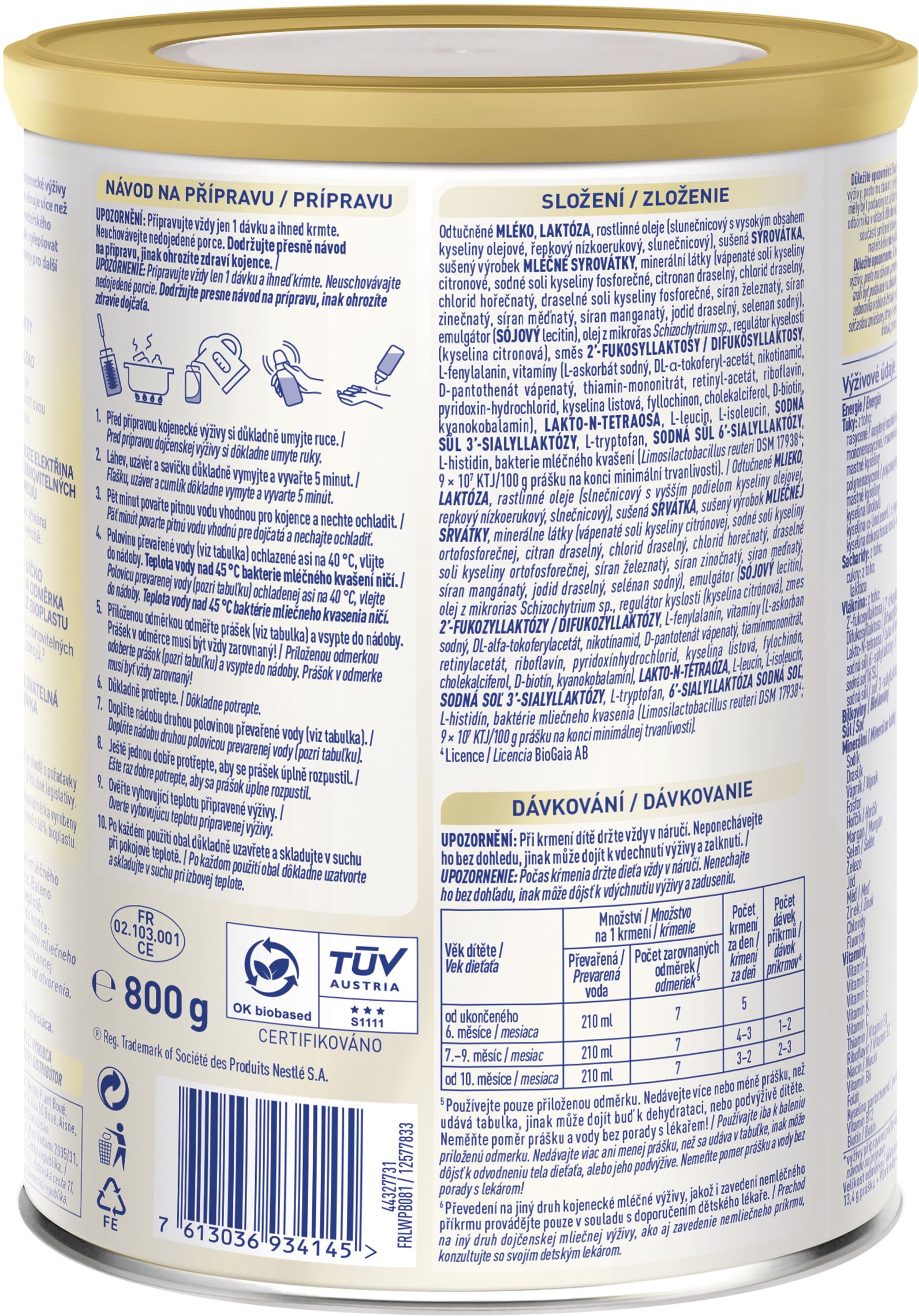 Nestlé Beba COMFORT 2, 5 HMO, pokračovací kojenecké mléko 800 g