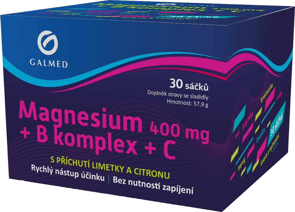 Galmed Magnesium 400 mg + B komplex + C sáčky 30 ks