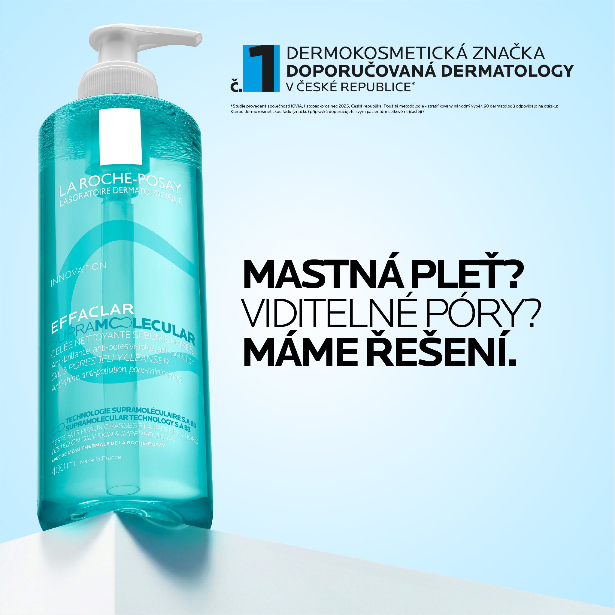 La Roche-Posay Effaclar Supramolecular Zmatňující čisticí gel na mastnou pleť 200 ml