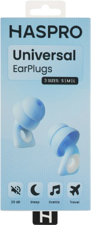 Haspro Universal Blue, 1 pár opakovaně použitelných silikonových špuntů do uší, modré