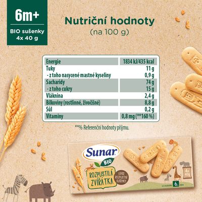 Sunar Sunar BIO sušenky Rozpustilá zvířátka 160 g