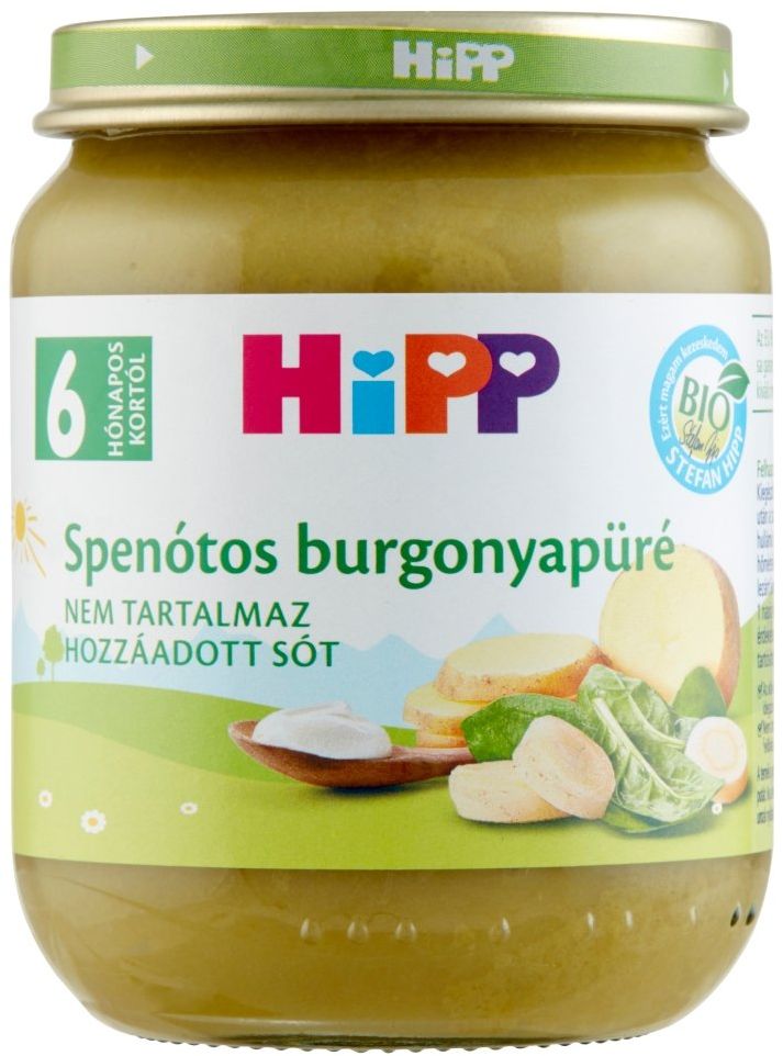 HiPP BIO spenótos burgonyapüré főzelék a babának (6 hónapos kortól) 125 g