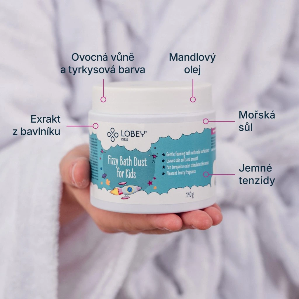 Lobey Šumivý prach do koupele pro děti 140 g