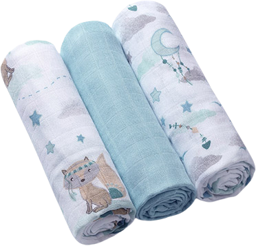 BabyOno Pleny bambusové Blue, 70x70 cm 3 ks