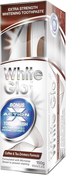 White Glo Zubní pasta Coffee and Tea Drinkers  + kartáček a mezizubní kartáček ZDARMA 150 g