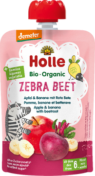 Holle Zebra Bee Bio ovocné pyré jablko, banán a červená řepa 100 g