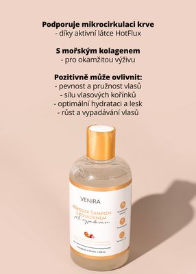 Venira přírodní šampon s kolagenem proti vypadávání vlasů, mango-liči 300 ml