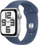 Apple Watch SE (2024) 44mm Stříbrný hliník s denimovým sportovním řemínkem M/L