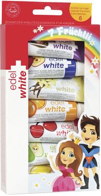 PB Edel+White Ovocné zubní pasty pro děti 7 x 9.3 ml