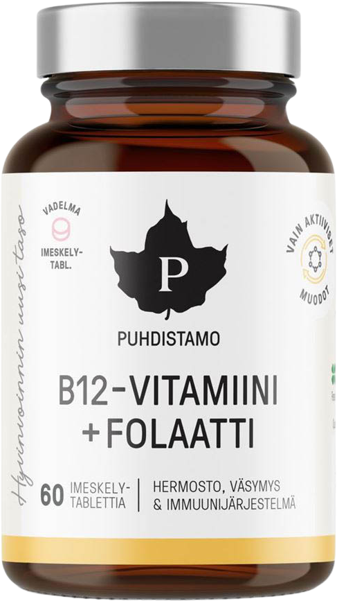 Puhdistamo Vitamin B12 Folate, Malina 60 pastilek