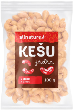 Allnature Kešu v medu a chilli 100 g