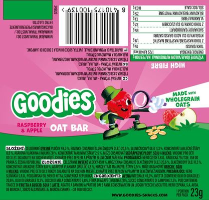 Goodies ovesná tyčinka malina & jablko 23 g