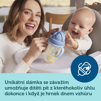 Canpol babies Bonjour Paris Nevylévací hrneček se slámkou a závažím 270ml růžový