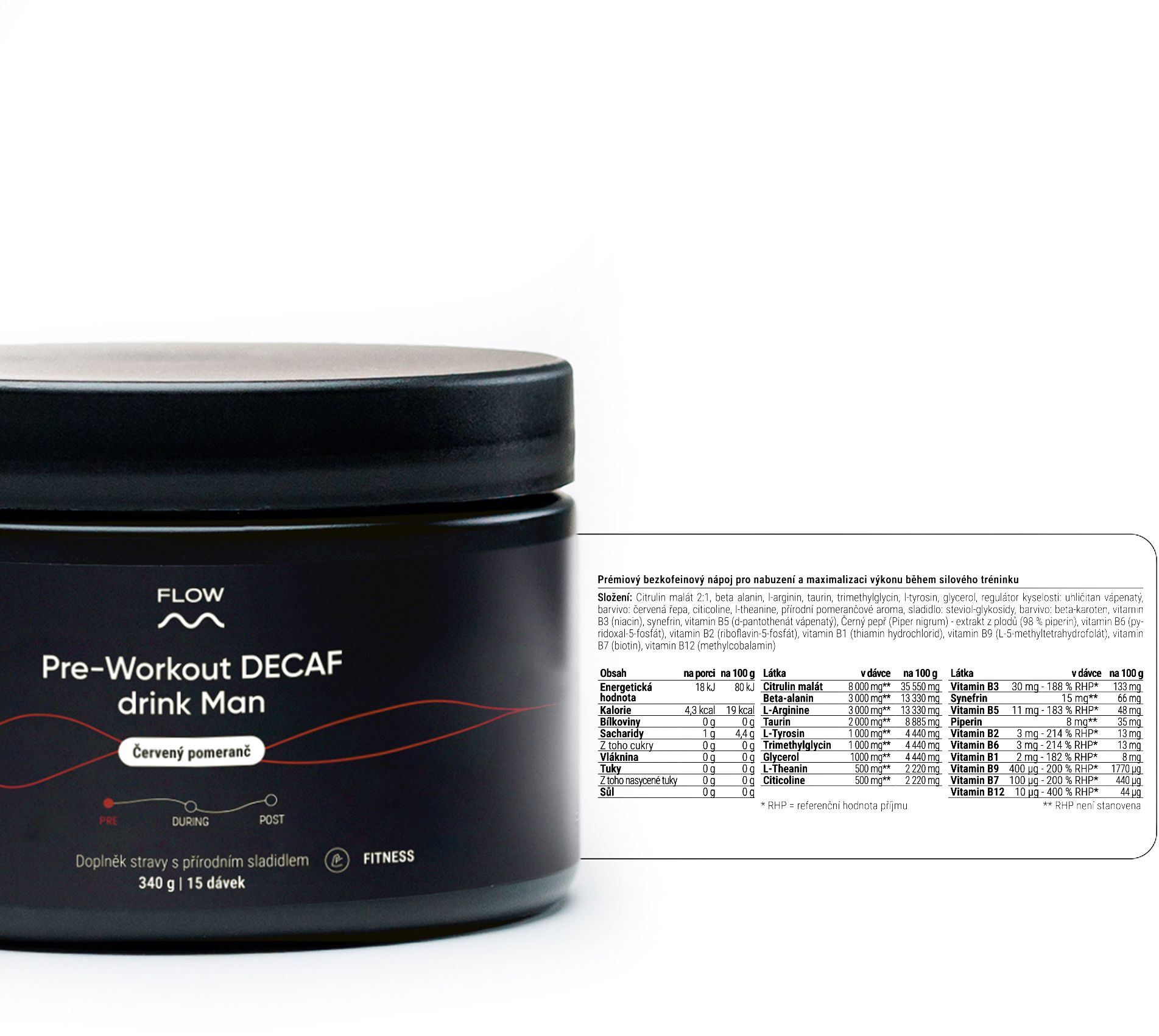 Flow Preworkout Man DECAF (červený pomeranč) 340 g