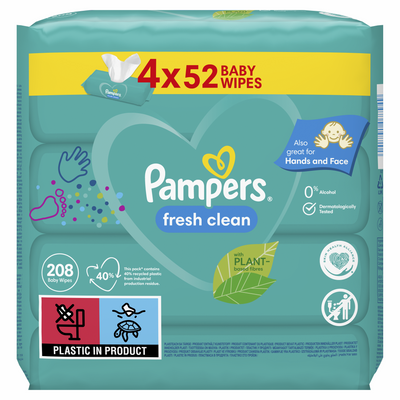 Pampers Fresh Clean Vlhčené ubrousky 4 x 52 ks