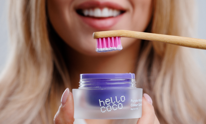 Hello Coco Barevný korektor na bělení zubů prášek 12 g
