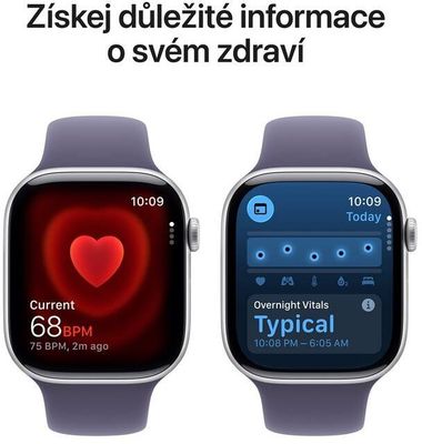Apple Watch 11 GPS + Cellular 46mm Stříbrný hliník s mlžně fialovým sportovním řemínkem - S/M