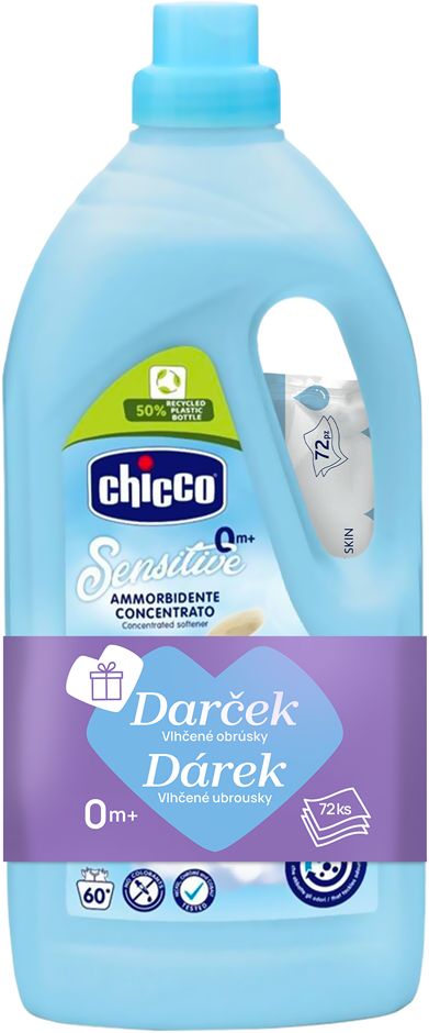 Chicco Aviváž koncentrovaná Baby Sensitive Sladký pudr + vlhčené ubrousky zdarma 1 x 1500 ml