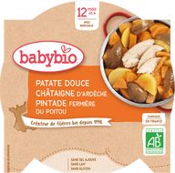 Babybio sladké brambory s kaštanovým pyré a farmářskou perličkou 230 g
