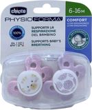 Chicco Šidítko Physio Comfort silikonové 6-16m, dívka - kočka/tečky 2 ks
