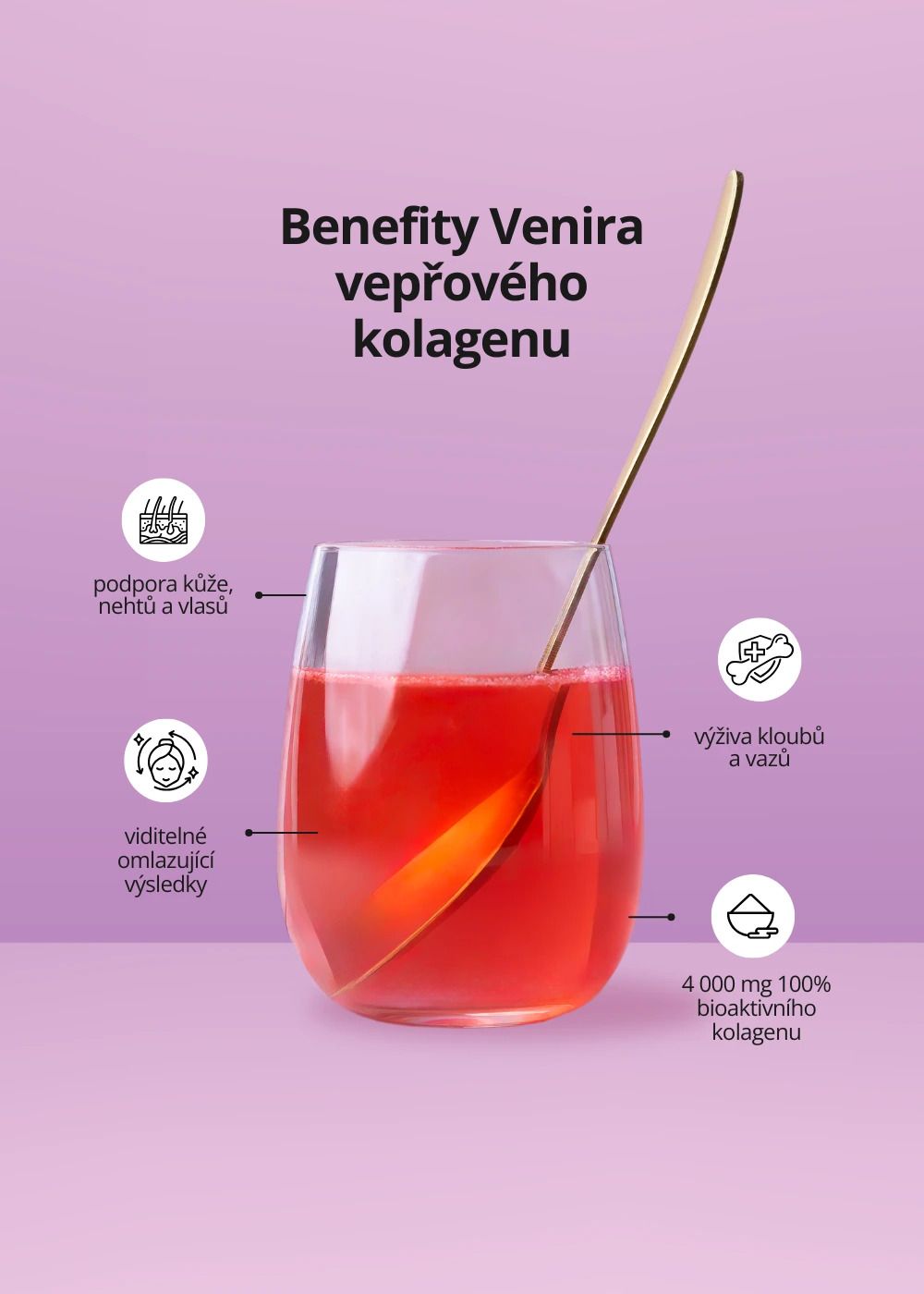 Venira kolagenový drink pro vlasy, nehty a pleť meloun 30x6,3g