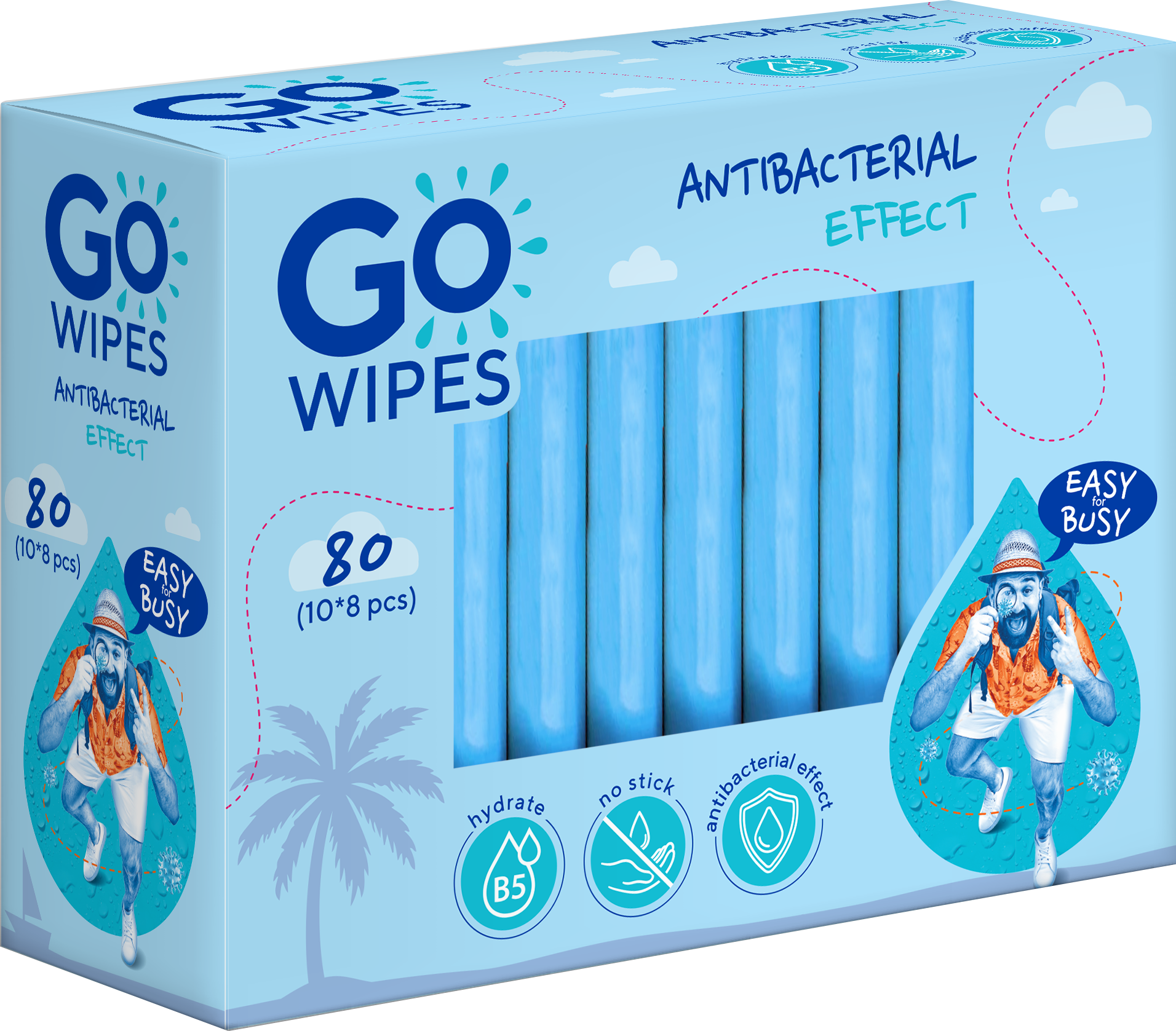 GoWipes Osvěžující vlhčené ubrousky s antibakteriálním účinkem Plastic Free 80 ks