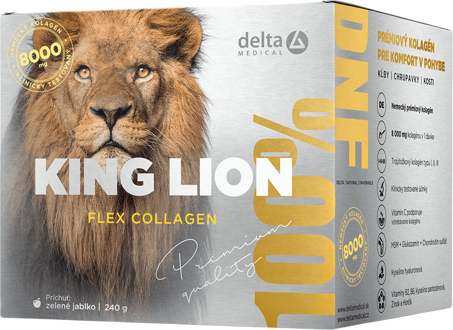 Delta KING LION flex COLLAGEN, prášek na přípravu nápoje 240 g