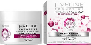 Eveline 3D Retinol & Mořské řasy - Intenz. zpevňující omlazující denní a noční krém 50 ml