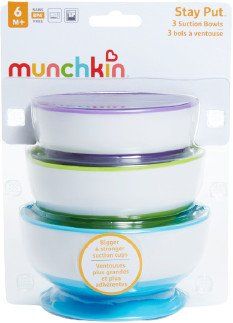 Munchkin misky s prísavkami, modrá/zelená/fialová, 3 ks