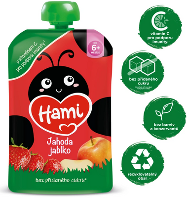 Hami Příkrm kapsička Jablko, banán a jahoda 100 g