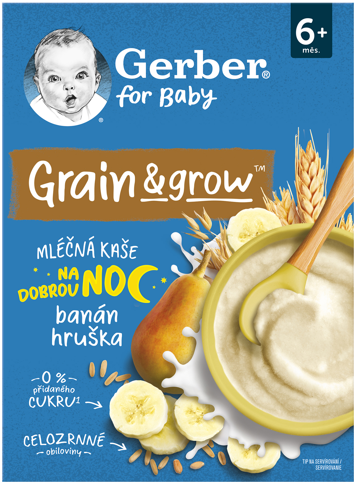 Gerber Mléčná kaše Na noc pšenično-ovesná banán a hruška 200 g