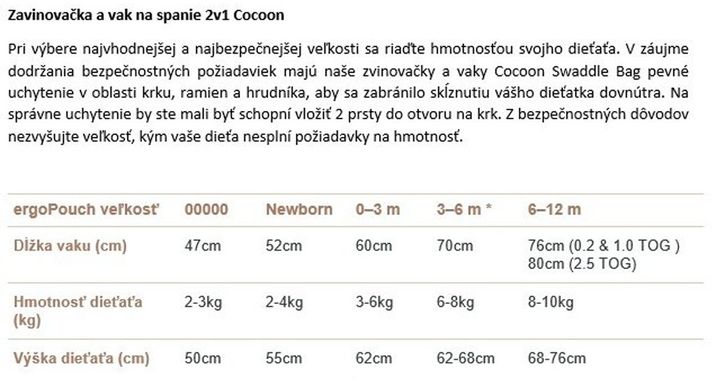 ERGOPOUCH Zavinovačka a pytel na spaní 2v1 Cocoon Lullaby 3-6m, 6-8kg, 0,2tog 1 ks