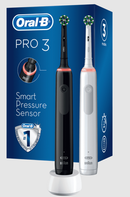 Oral-B PRO 3 3900 Elektrické zubní kartáčky černý a bílý 2 ks