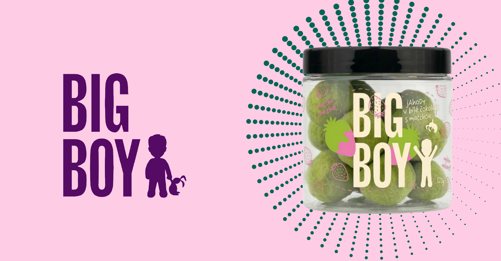 BIG BOY® Jahody v matcha a bielej čokoláde 120 g