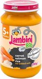 Lambini Bio Demeter příkrm mrkev, rýže a losos 190 g