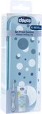 Chicco Set zubní kartáček a pasta v pouzdře Always smiling - light blue, 6m+