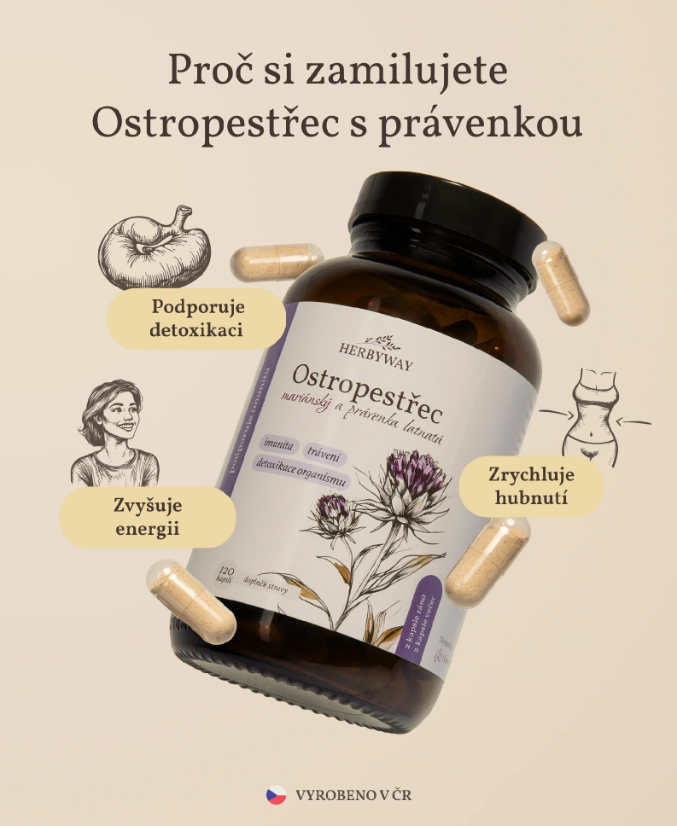 Herbyway Ostropestřec mariánský a právenka latnatá 120 kapslí