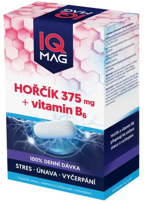 IQ Mag hořčík 375mg + vit.B6 60 kapslí