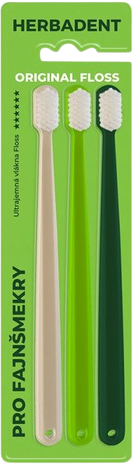 Herbadent Original FLOSS Tripplepack zubní kartáček, ultra jemná kónická vlákna 3 ks