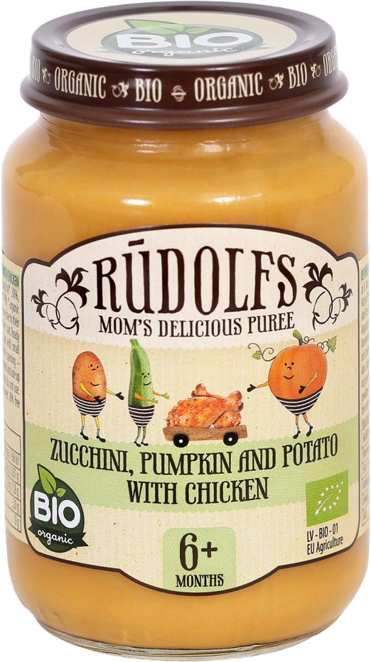 Rudolfs BIO Cuketa, dýně, brambory s kuřecím masem 190 g