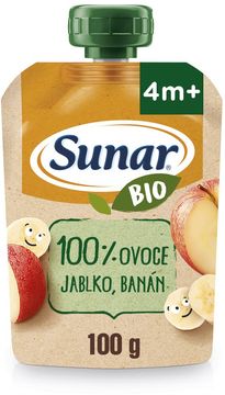 Sunar BIO ovocná kapsička jablko, banán 4m+ 100 g
