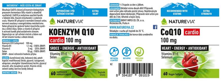NatureVia Koenzym Q10 Cardio 120 kapslí