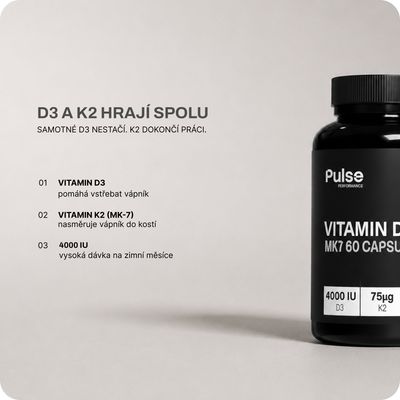 Pulse Performance Vitamin D3+K2 MK7 60 kapslí