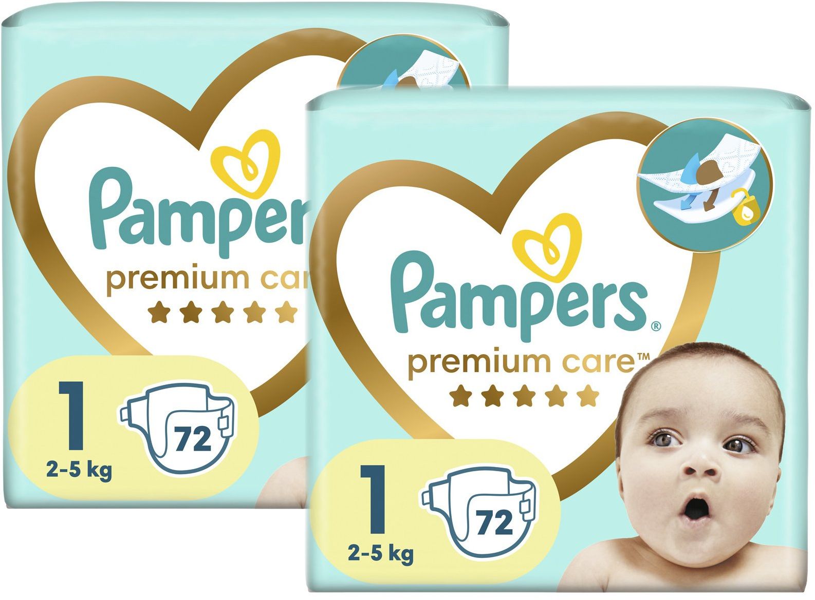 Pampers Premium Care eldobható pelenka 1-es méret 2 x 72 db