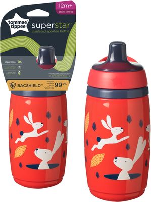 Tommee Tippee Superstar Sportee netekoucí sportovní hrnek, 12m+, červený 266 ml