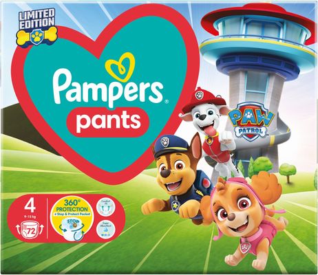Pampers Active Baby Pants Paw Patrol Kalhotkové plenky vel. 4, 9-15 kg, 72 ks