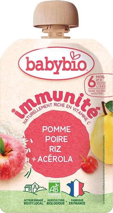 Babybio Kapsička immunité jablko, hruška, rýže a acerola 100 g