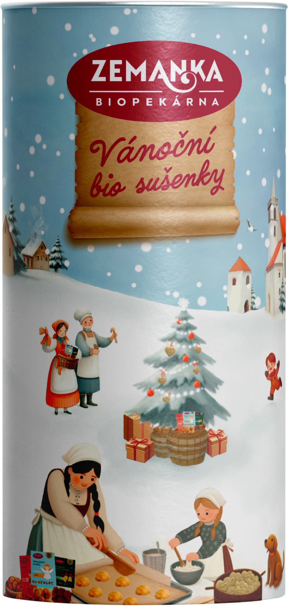 Zemanka Vánoční bio sušenky v tubusu 3 x 70 g