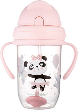 Canpol babies Exotic Animals nevylévací hrneček se slámkou a závažím růžový 270 ml
